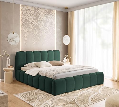 FURNISTAR Polsterbett MIA mit Bettkasten, Bett 180x200, Bubble Bett, Doppelbett mit Stauraum und Lattenrost, Boxspringbett-Optik, ohne Matratze, Schlafzimmer - Grün FURNISTAR Polsterbett MIA mit Bettkasten, Bett 180x200, Bubble Bett, Doppelbett mit Stauraum und Lattenrost, Boxspringbett-Optik, ohne Matratze, Schlafzimmer - Grün von FURNISTAR