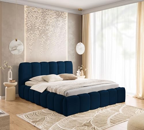 FURNISTAR Polsterbett MIA mit Bettkasten, Bett 200x200, Bubble Bett, Doppelbett mit Stauraum und Lattenrost, Boxspringbett-Optik, ohne Matratze, Schlafzimmer - Dunkelblau FURNISTAR Polsterbett MIA mit Bettkasten, Bett 200x200, Bubble Bett, Doppelbett mit Stauraum und Lattenrost, Boxspringbett-Optik, ohne Matratze, Schlafzimmer - Dunkelblau von FURNISTAR