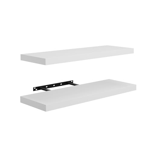 FURNITABLE - 2er Set Hängeregal Wand - Wandregal weiß 60x23,5x4 cm - Schweberegal - Regalbrett - wandboard - Wandrega FURNITABLE - 2er Set Hängeregal Wand - Wandregal weiß 60x23,5x4 cm - Schweberegal - Regalbrett - wandboard - Wandrega von FURNITABLE