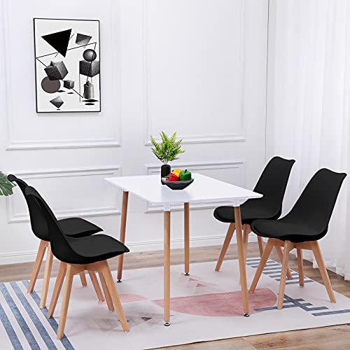 FURNITABLE Essgruppe 5-teilig | Küchentisch-Set | Esszimmertisch mit 4 Schwarzem Stühlen | Esszimmergruppe für Esszimmer Küche Wohnzimmer | Weißer Esstisch von FURNITABLE
