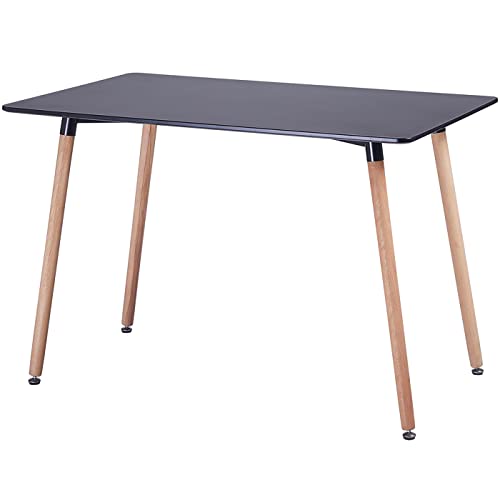 FURNITABLE Rechtecki Skandinavisch Esszimmertisch,Modern Wohnzimmertisch Holztisch für Büro Küche, Schwarz, 110 x 70 x 73 cm von FURNITABLE