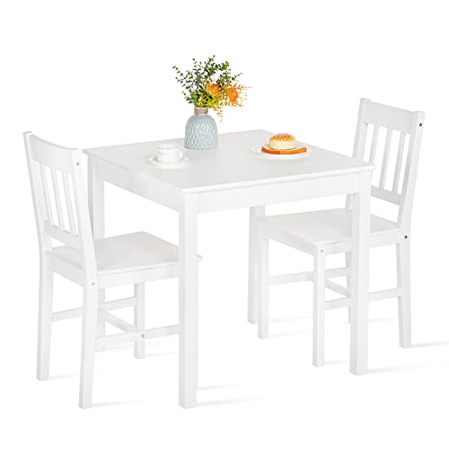 FURNITABLE Esstisch aus Holz mit 2 Stühlen Sets Küchentisch Sets Esszimmer Möbel Weiß von FURNITABLE