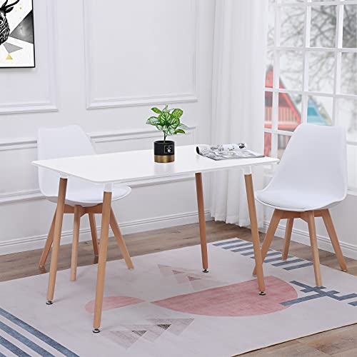 FURNITABLE Esszimmergruppe Esstisch mit 2 Stühlen Essgruppen, Rechteckig 110cm Küchentisch-Set und 2er Set Esszimmerstühle für Wohnzimmer Küche Büro (Weiß Tisch+2 Weiß Stühle) von FURNITABLE