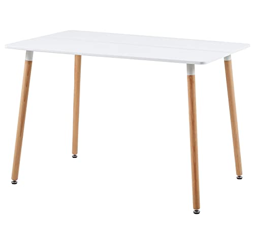 FURNITABLE Rechteckiger Esstisch Skandinavisch I Esszimmertisch mit MDF Tischplatte I Buchenholz für Esszimmer Wohnzimmer Büro I 110 x 70 x 74 cm I Weiß von FURNITABLE