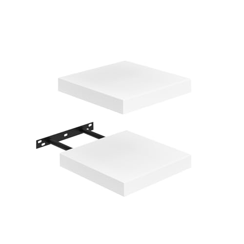 FURNITABLE Schweberegal 2er Set Kompakt 20x20cm Wandregal MDF für Bad, Küche, Flur - Weiß von FURNITABLE