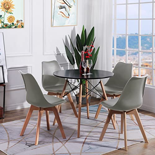 FURNITABLE Tisch und Stühle Set, Essgruppe Schwarz Tisch mit 4 Grauer Stühlen für Küche Esszimmer Büro FURNITABLE Tisch und Stühle Set, Essgruppe Schwarz Tisch mit 4 Grauer Stühlen für Küche Esszimmer Büro von FURNITABLE