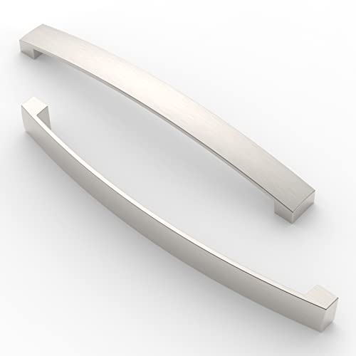 FURNIWARE 10 Stück Möbelgriff, Bohrlochabstand 192mm Stangengriff, Cabinet Arch Pull Küchengriff, für Küchenschranktür, Schlafzimmer Kommode Schublade, Badezimmer, Gebürstetes Satin-Nickel von FURNIWARE