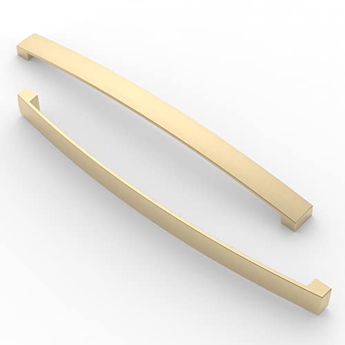 FURNIWARE 10 Stück Möbelgriff, Bohrlochabstand 256mm Stangengriff, Cabinet Arch Pull Küchengriff, für Küchenschranktür, Schlafzimmer Kommode Schublade, Badezimmer, Messing von FURNIWARE