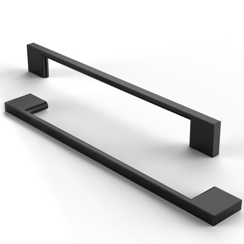 FURNIWARE 10 Stück Möbelgriffe Schrankgriffe Küchengriffe Griffe Schwarz Schubladengriffe 192mm lochabstand -Matt Schwarz Edelstahl Gebürstet von FURNIWARE