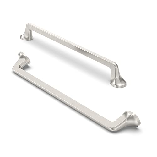 FURNIWARE 10 Stück Möbelgriffe Schrankgriffe Küchengriffe Schubladengriffe Griffe Möbel für Küchenschränke Schränke Möbelgriffe Schubladengriffe 192mm Lochabstand Gebürstetes Satin-Nickel von FURNIWARE