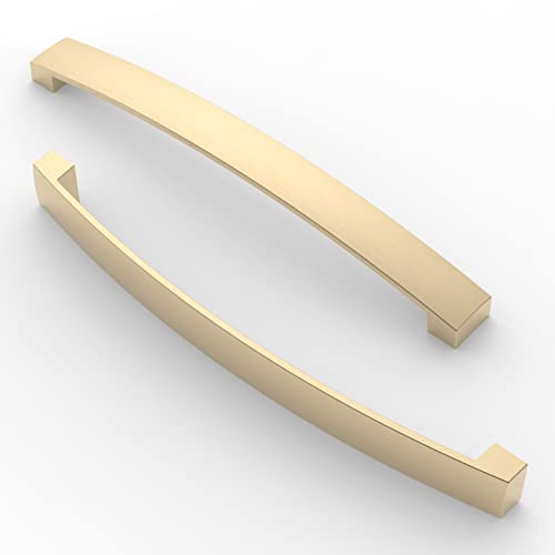 FURNIWARE 5 Stück Möbelgriff, Bohrlochabstand 192mm Stangengriff, Cabinet Arch Pull Küchengriff, für Küchenschranktür, Schlafzimmer Kommode Schublade, Badezimmer, Messing von FURNIWARE