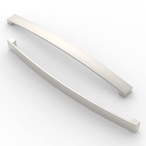 FURNIWARE 5 Stück Möbelgriff, Bohrlochabstand 256mm Stangengriff, Cabinet Arch Pull Küchengriff, für Küchenschranktür, Schlafzimmer Kommode Schublade, Badezimmer, Gebürstetes Satin-Nickel von FURNIWARE