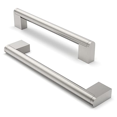 FURNIWARE 5 Stück Möbelgriffe, 160mm Bohrlochabstand Edelstahl Möbelgriffe Schrankgriffe Küche Kabinett Griff Verwendet für Türgriff der Badezimmertür Kleiderschrank(Gebürstetes Satin-Nickel) von FURNIWARE