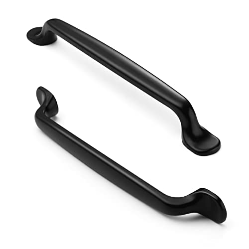 FURNIWARE Küchenschrankgriffe, Schrank-Hardware, Schubladengriffe, Küchenschrank, Schublade, Kleiderschrank, Türgriffe, Messing, 160 mm, Lochmitte, 12 Stück, Mattschwarz von FURNIWARE