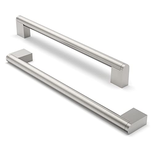 FURNIWARE 10 Stück Möbelgriffe, 224mm Bohrlochabstand Edelstahl Möbelgriffe Schrankgriffe Küche Kabinett Griff Verwendet für Türgriff der Badezimmertür Kleiderschrank(Gebürstetes Satin-Nickel) von FURNIWARE