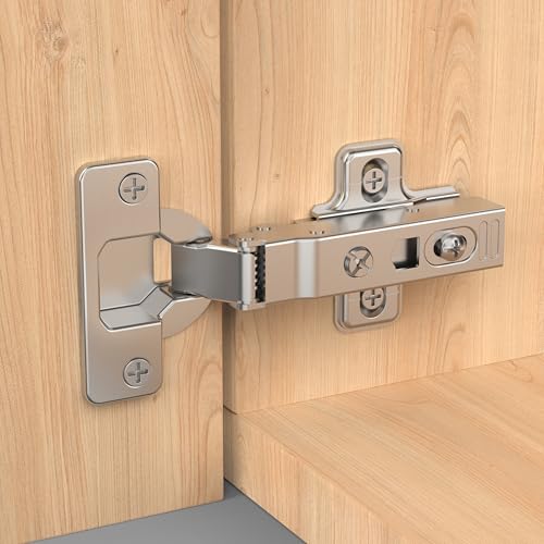 Furniware 2 Stück Softclose Eckanschlag Scharniere, 52mm Lochabstand Schrankscharnier, 105 Grad Küchenschrank, Topfbänder 35mm Topfscharnier, Kleiderschrank Scharnier, Möbelscharnier mit Dämpfer von FURNIWARE