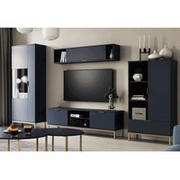 Furnix - 4-teilige Wohnwand malagas i Möbelset mit Goldgestell Marineblau Furnix - 4-teilige Wohnwand malagas i Möbelset mit Goldgestell Marineblau von FURNIX