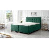 Boxspringbett deise 140x200 Doppelbett Topper und Holzfüße LM9 Grün - Furnix von FURNIX