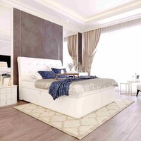Boxspringbett dolorez 140x200 mit tiefen Bettkasten und Topper cl Weißes Leder - Furnix von FURNIX
