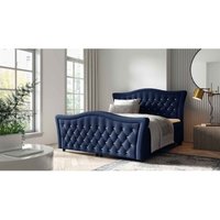 Boxspringbett glossio 180x200 tiefen Bettkasten Topper EV70849 Marineblau - Furnix von FURNIX