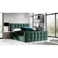 Boxspringbett karlan 200x200 mit Kopf- und Fußteil Topper FR7 Grün - Furnix von FURNIX
