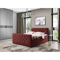 Boxspringbett molie 120x200 Kopf- und Fußteil Bettkasten & Topper ev 70812 Bordeauxrot - Furnix von FURNIX