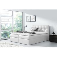 Boxspringbett rickie 140x200 mit tiefen Bettkasten und Topper MA920 weiss - Furnix von FURNIX