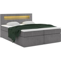 Boxspringbett tonan led 160x200 mit LED-Beleuchtung Topper MH85 Grau - Furnix von FURNIX