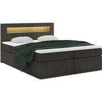 Boxspringbett tonan led 180x200 mit LED-Beleuchtung Topper MH95 Dunkelgrau - Furnix von FURNIX
