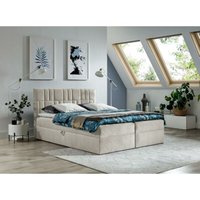 Boxspringbett trezo 3 120x200 mit Bettkasten und Topper AR70886 Creme - Furnix von FURNIX