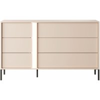 Dasti 138 6S Kommode Metallfüßen, Kommode: B137,3 x H81,4 x T39,5 cm Beige - Furnix von FURNIX