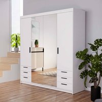 Der Kleiderschrank Eliza 176 cm Groß Schrank mit Spiegel und Schubladen Weiß - Furnix Der Kleiderschrank Eliza 176 cm Groß Schrank mit Spiegel und Schubladen Weiß - Furnix von FURNIX