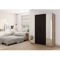 Der Kleiderschrank Timotes 200 cm Schrank mit seitlicher Spiegel Schwarz Braun - Furnix Der Kleiderschrank Timotes 200 cm Schrank mit seitlicher Spiegel Schwarz Braun - Furnix von FURNIX