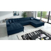 Eck-Polstersofa valerion XXL-Polstercouch U-Form 4 Kissen MH77 Blau - Furnix von FURNIX