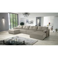 Eckesofa in U-Form elone Polstercouch Schlaffunktion und Kissen RL04 Beige - Furnix von FURNIX