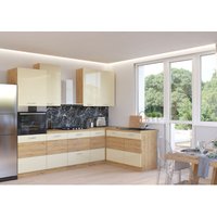 Eckküche Tornos 275 cm mit Hängeschränken Artisan-Eiche Creme glänzend - Furnix Eckküche Tornos 275 cm mit Hängeschränken Artisan-Eiche Creme glänzend - Furnix von FURNIX