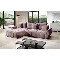 Ecksofa calvani Schlaffunktion Bettkasten Kissen Couch L-Form modern MH62 - Lila - Furnix von FURNIX