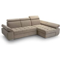 Ecksofa byanci in L-Form Schlaffunktion Bettkasten VO2 Hellbraun - Furnix von FURNIX