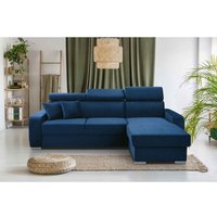 Ecksofa frusccio in L-Form Schlaffunktion Bettkasten KR9 Marineblau - Furnix von FURNIX