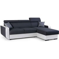 Ecksofa imperisio in L-Form Schlaffunktion Bettkasten IN100 + MA920 Schwarz Weiß - Furnix von FURNIX