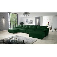 Ecksofa in U-Form elone Polstercouch Schlaffunktion und Kissen RL25 Grün - Furnix von FURNIX