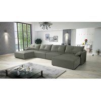 Ecksofa in U-Form elone Polstercouch Schlaffunktion und Kissen RL27 Grau - Furnix Ecksofa in U-Form elone Polstercouch Schlaffunktion und Kissen RL27 Grau - Furnix von FURNIX