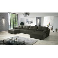 Ecksofa in U-Form elone Polstercouch Schlaffunktion und Kissen RL38 Grau - Furnix von FURNIX