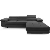 Furnix - Ecksofa nillona Mini L-Form Schlaffunktion Bettkasten KR34 Dunkelgrau von FURNIX