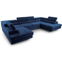 Ecksofa nillona U-Form Schlaffunktion Bettkasten KR9 Dunkelblau - Furnix von FURNIX