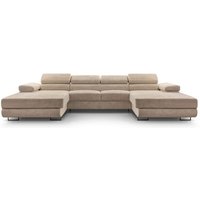 Ecksofa nillona u Mini U-Form Schlaffunktion Bettkasten PSO02 Helbraun - Furnix von FURNIX