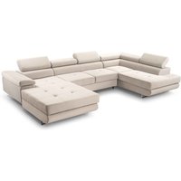 Ecksofa nillona xl in U-Form Schlaffunktion Bettkasten PS1 Beige - Furnix von FURNIX