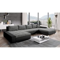 Xxl Sofa elisabetta Couch Schlafsofa mit Schlaffunktion MA1100+BE01Schwarz-Grau meliert - Furnix von FURNIX