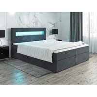 Boxspringbett alysanne 180x200 Bettkasten Topper led JA96 Grau - Furnix von FURNIX