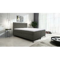 FURNIX Boxspringbett JULLIE 200x200 mit Topper und Bettkasten LM1 Anthrazit von FURNIX